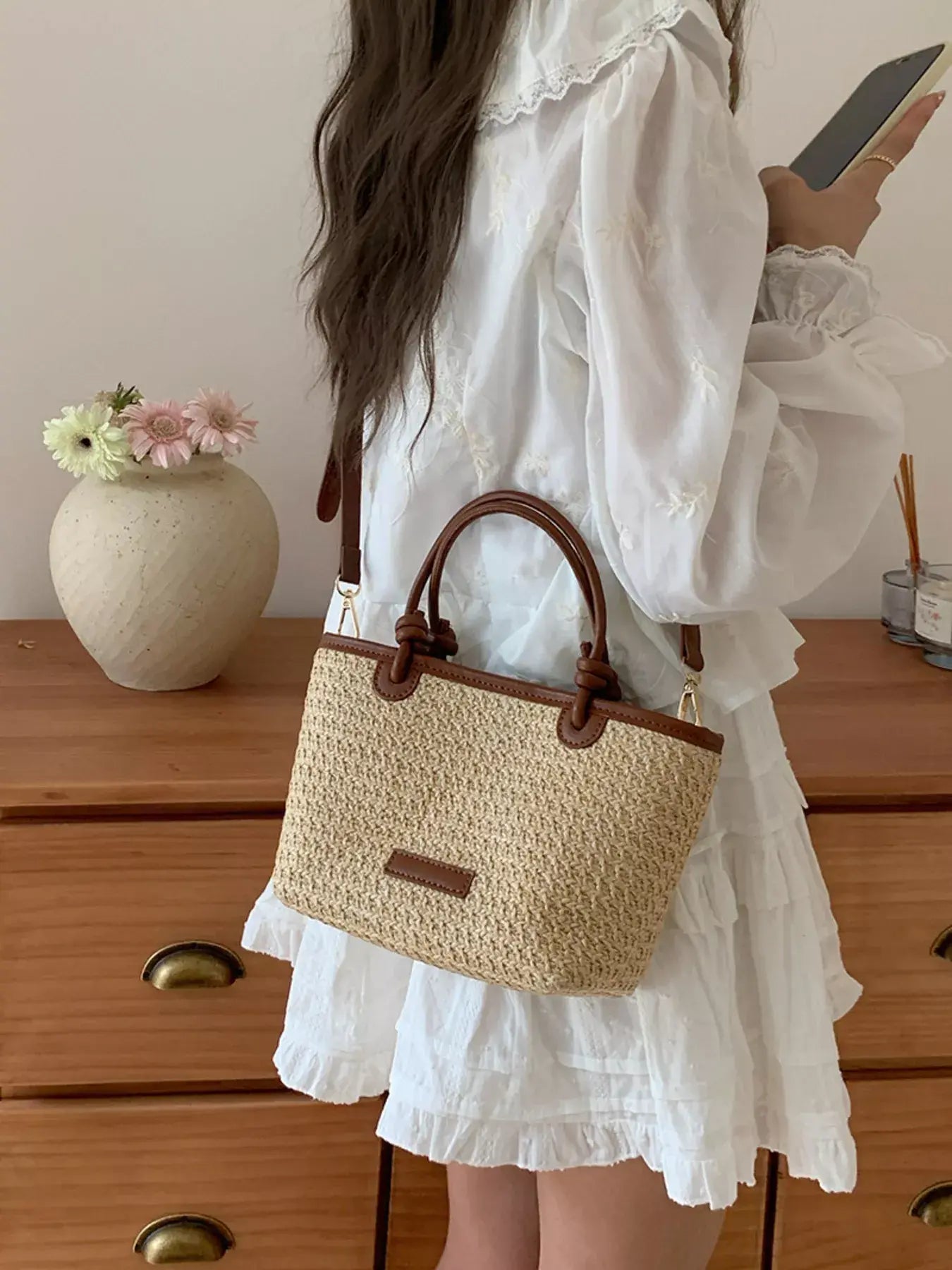 Straw Woven Crossbody Bag - Trendsi - Flyclothing LLC