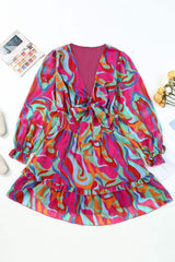 Printed Flounce Sleeve Mini Dress - Trendsi - Flyclothing LLC