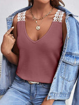 Full Size Lace Detail V-Neck Tank - Trendsi - Flyclothing LLC