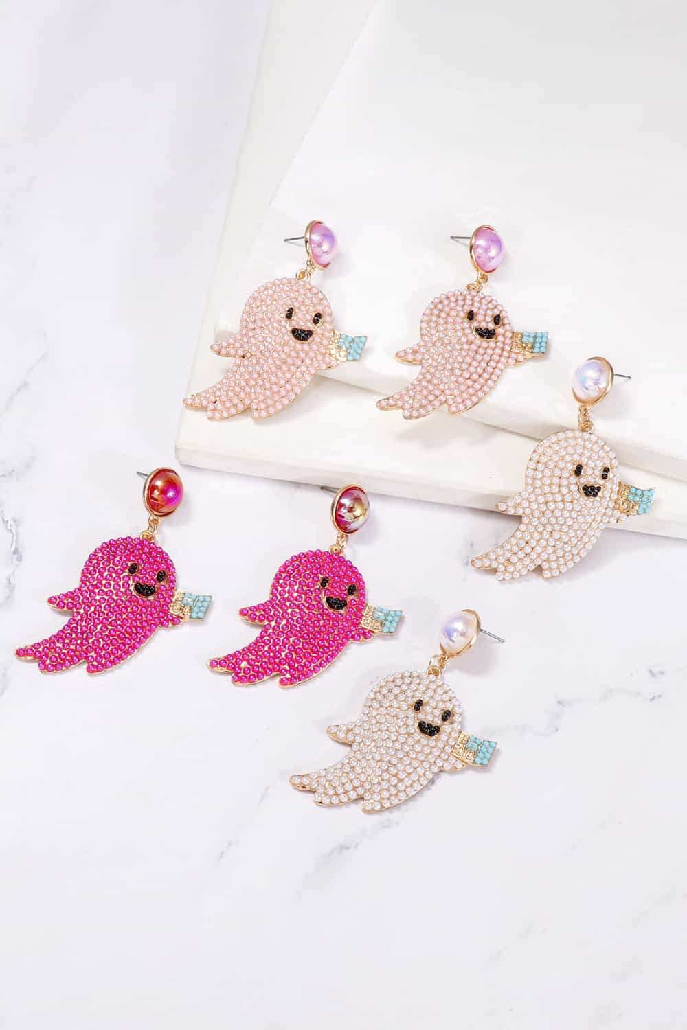 Ghost Shape Synthetic Pearl Dangle Earrings - Trendsi - Flyclothing LLC