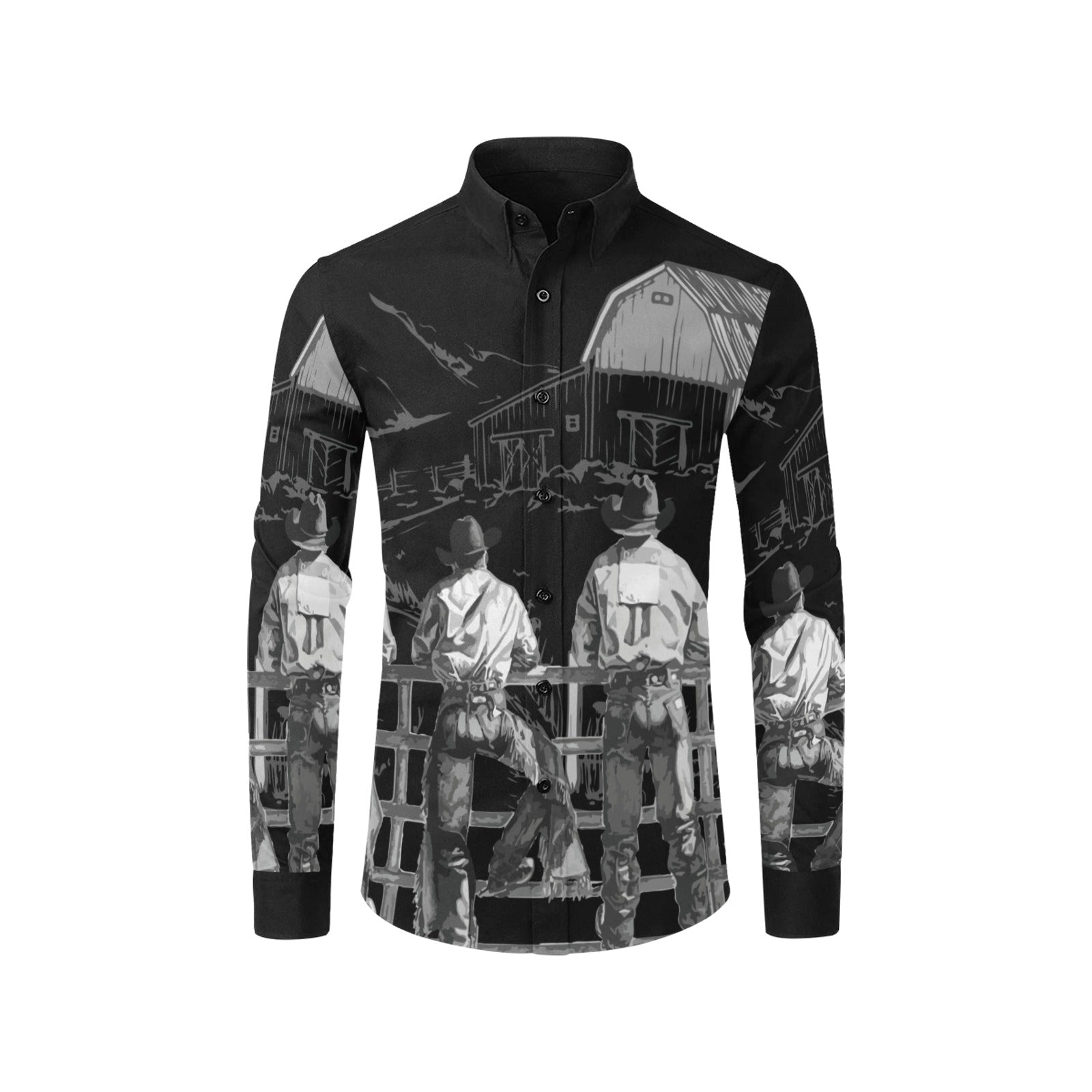 Baha Ranch Sepia Cowboy Ranch Long Sleeve Button Up Arena Shirt