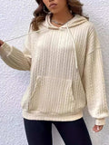 Drawstring Texture Long Sleeve Hoodie - Trendsi - Flyclothing LLC