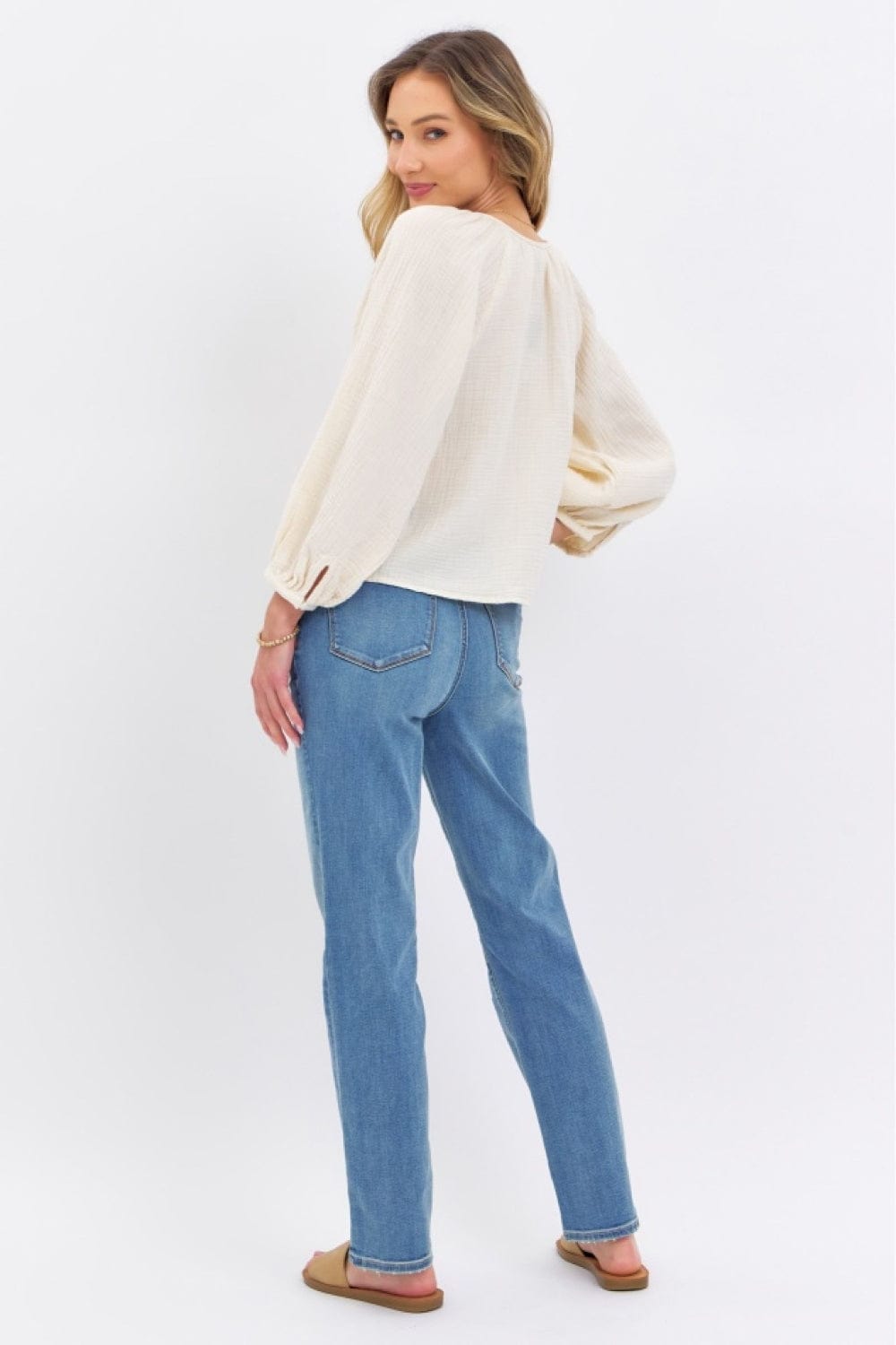 Judy Blue Full Size High Waist Straight Jeans - Trendsi