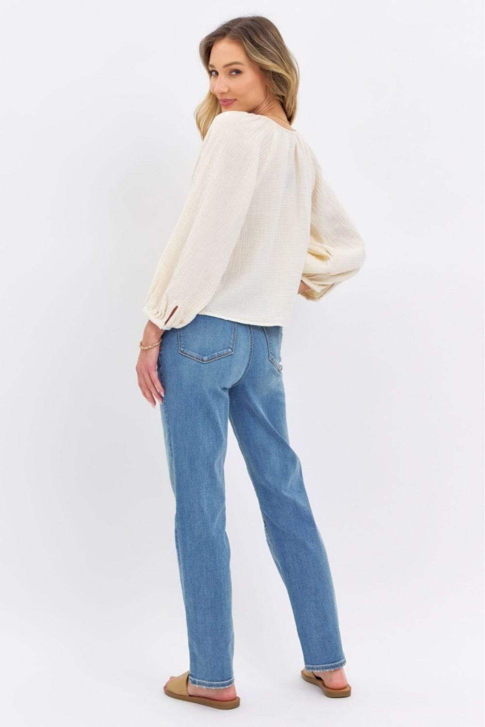 Judy Blue Full Size High Waist Straight Jeans - Trendsi - Flyclothing LLC