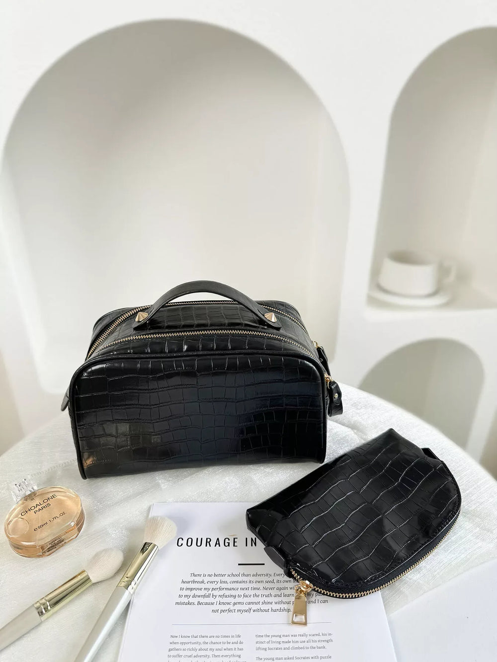 Top Handle Handbag with Clutch Bag - Trendsi - Flyclothing LLC