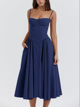 Sweetheart Neck Ruched Midi Dress - Trendsi - Flyclothing LLC