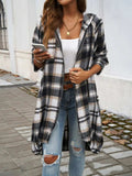 Plaid Zip Up Hooded Coat - Trendsi - Flyclothing LLC