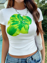 Devine Graphic Round Neck Short Sleeve T-Shirt - Trendsi - Flyclothing LLC