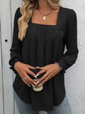 Square Neck Long Sleeve Top - Trendsi - Flyclothing LLC