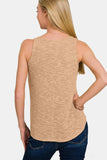 Zenana V-Neck Curved Hem Tank - Trendsi - Flyclothing LLC