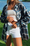 Plaid Collared Neck Long Sleeve Shirt - Trendsi - Flyclothing LLC