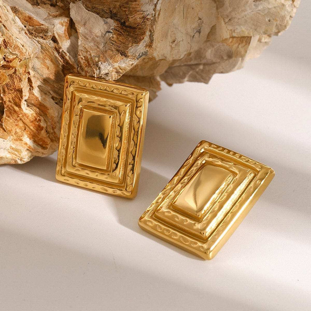 18K Gold-Plated Stainless Steel Square Shape Earrings - Trendsi - Flyclothing LLC