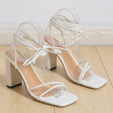 Open Toe Block Heels Sandals - Trendsi - Flyclothing LLC