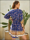 Printed V-Neck Mini Dress - Trendsi