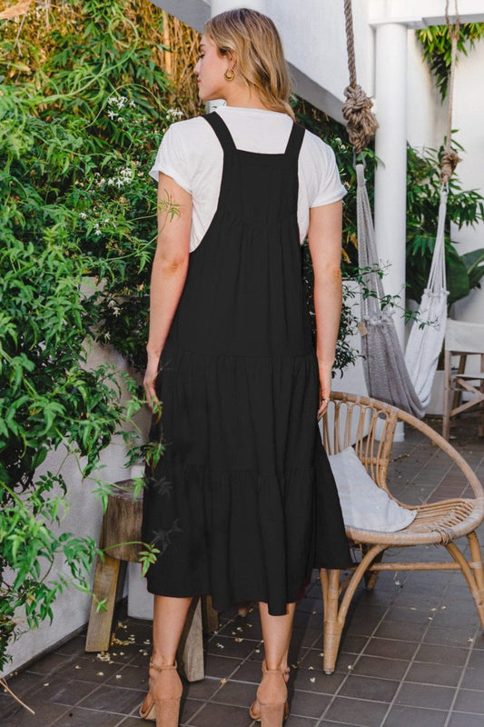 ODDI Full Size Sleeveless Tiered Midi Dress - Trendsi