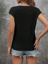 V-Neck Short Sleeve T-Shirt - Trendsi - Flyclothing LLC