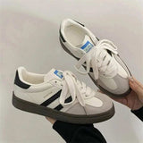 Contrast Round Toe Flat Sneakers - Trendsi - Flyclothing LLC
