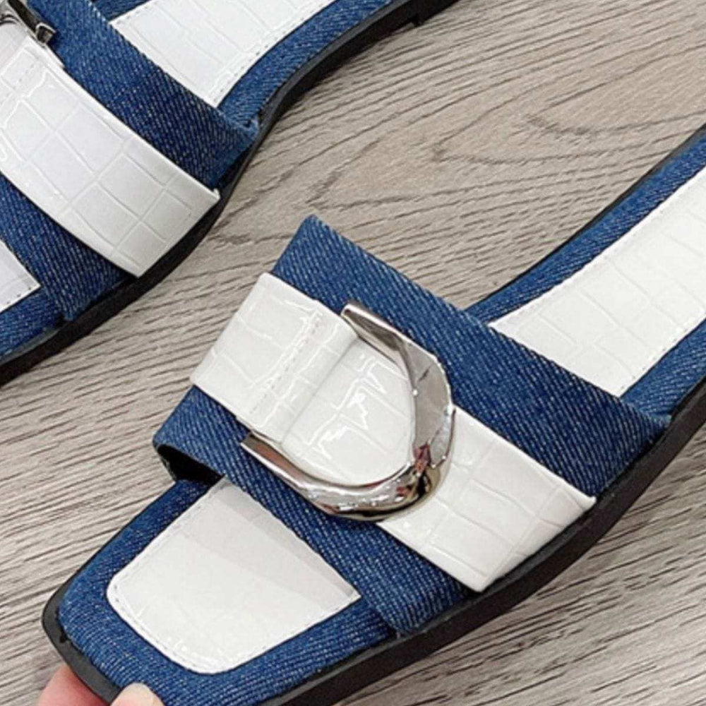 Buckle Trim Open Toe Sandals - Trendsi - Flyclothing LLC