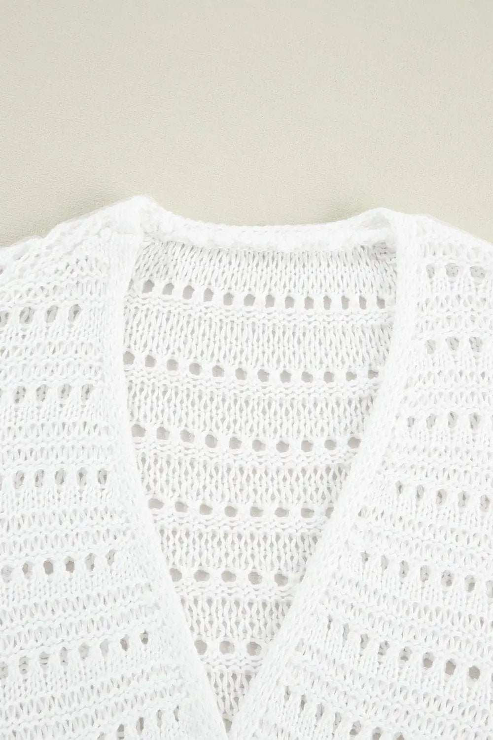 Openwork Open Front Long Sleeve Cardigan - Trendsi - Flyclothing LLC