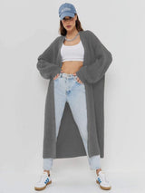 Open Front Long Sleeve Longline Cardigan - Trendsi - Flyclothing LLC