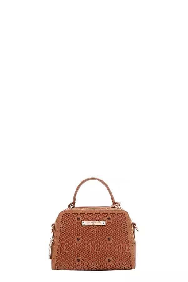 Nicole Lee USA Vegan Geometric Pattern Structured Handbag - Trendsi - Flyclothing LLC