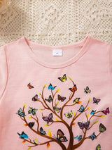 Children's Butterfly Tree Graphic Casual T-Shirt - Trendsi - Flyclothing LLC