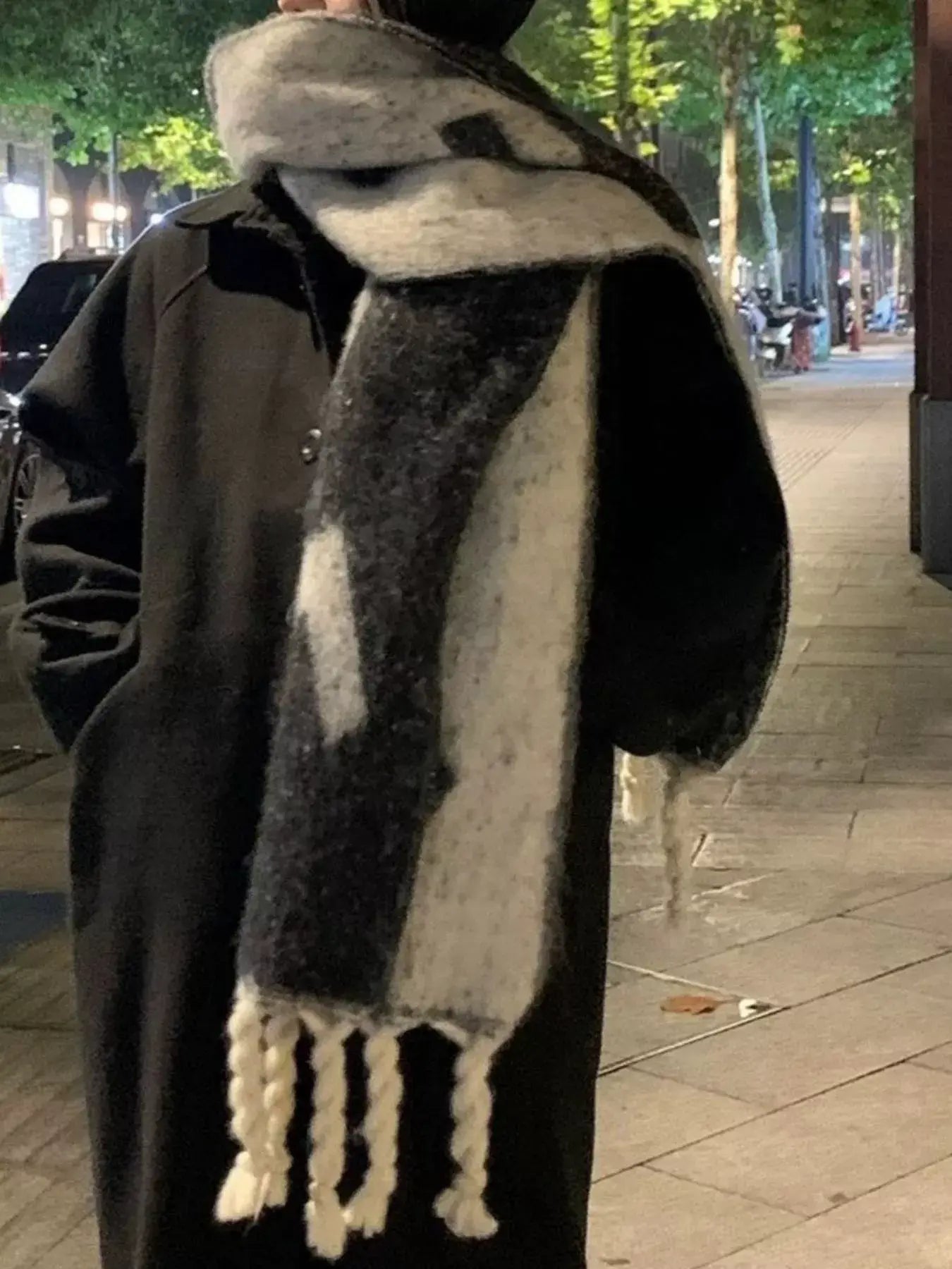 Oversized Chunky Knit Fringe Scarf - Trendsi - Flyclothing LLC