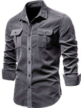 Men's Full Size Collared Neck Button Down Shirt with Chest Pockets Plus Size - Trendsi - Flyclothing LLC