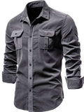 Men's Full Size Collared Neck Button Down Shirt with Chest Pockets Plus Size - Trendsi - Flyclothing LLC