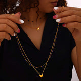 Titanium Steel Section Crystal Double-Layered Necklace - Trendsi - Flyclothing LLC