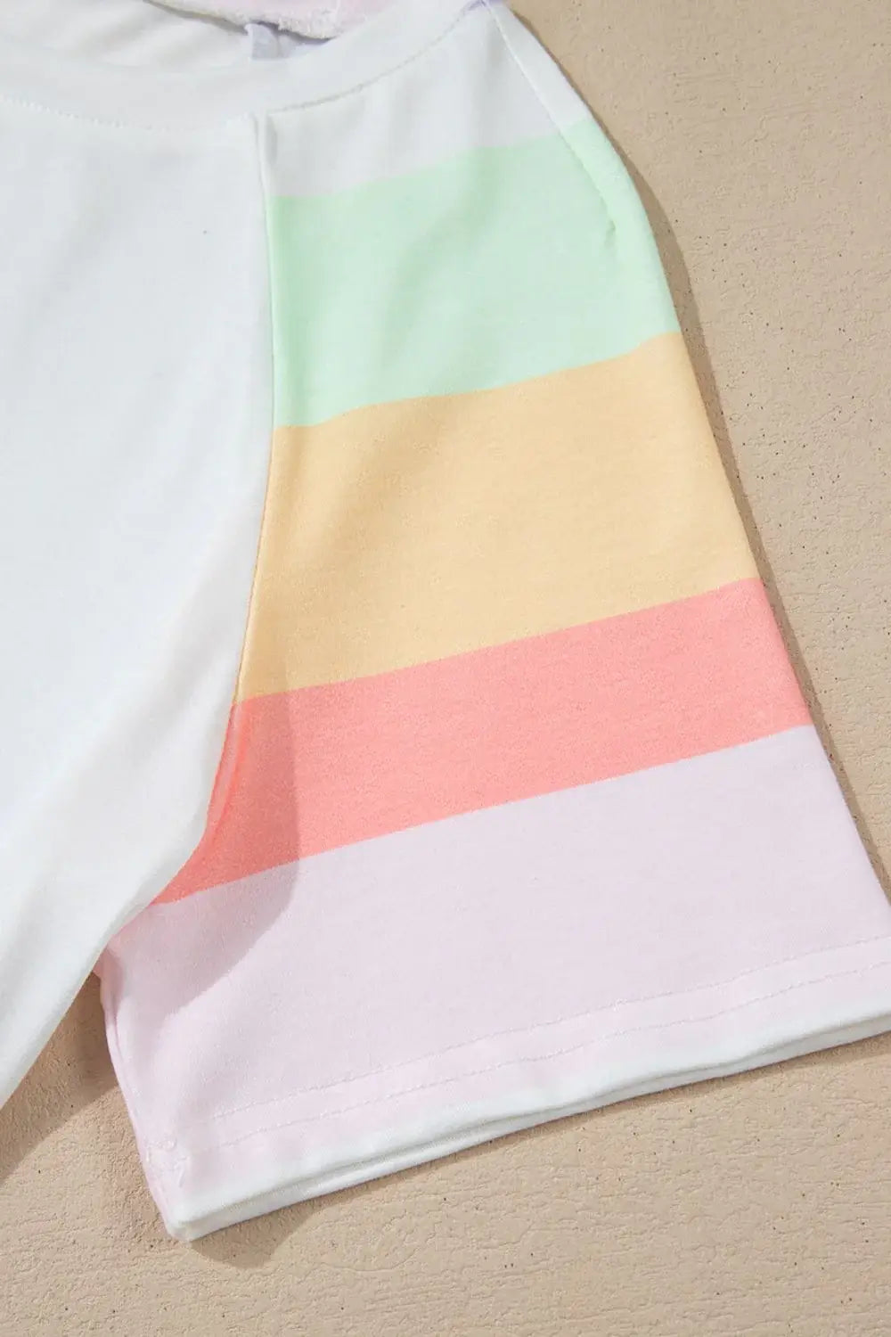 Rainbow Striped Round Neck T Shirt and Shorts Lounge Set - Trendsi - Flyclothing LLC