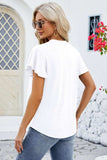 V-Neck Flutter Sleeve T-Shirt - Trendsi - Flyclothing LLC