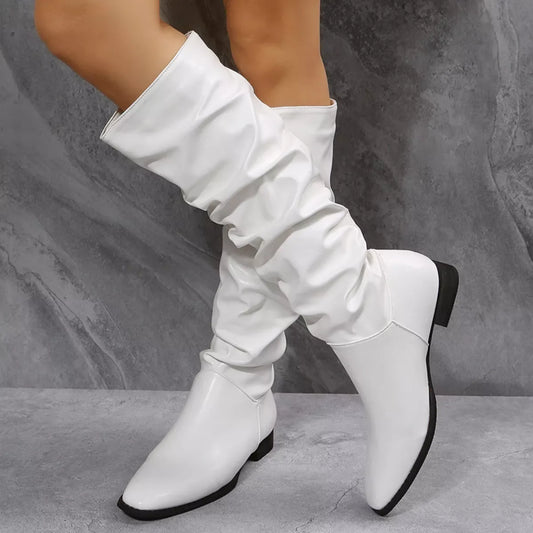 Slouchy Block Heel Boots - Trendsi - Flyclothing LLC