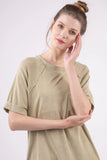 VERY J Washed Round Neck Mini Tee Dress - Trendsi