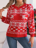 Christmas Element Round Neck Long Sleeve Sweater - Trendsi - Flyclothing LLC