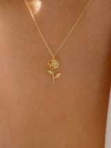 Alloy Rose Pendant Necklace - Trendsi - Flyclothing LLC