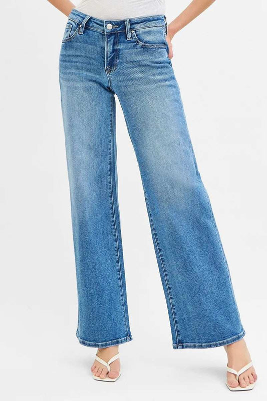 RISEN Full Size Low Rise Wide Leg Jeans Plus Size - Trendsi - Flyclothing LLC