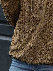 Drawstring Long Sleeve Plush Hoodie - Trendsi