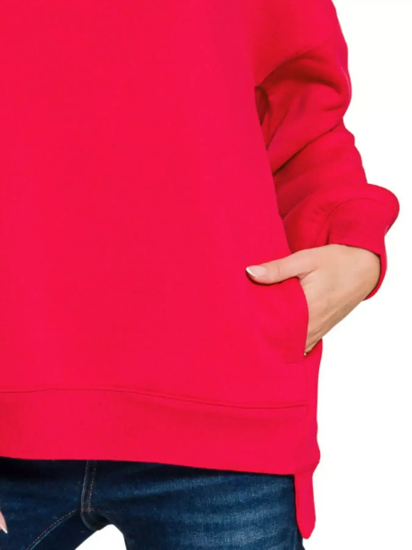 Zenana Full Size Fleece Hi-low Boyfriend Sweatshirts with Pockets Plus Size - Trendsi - Flyclothing LLC