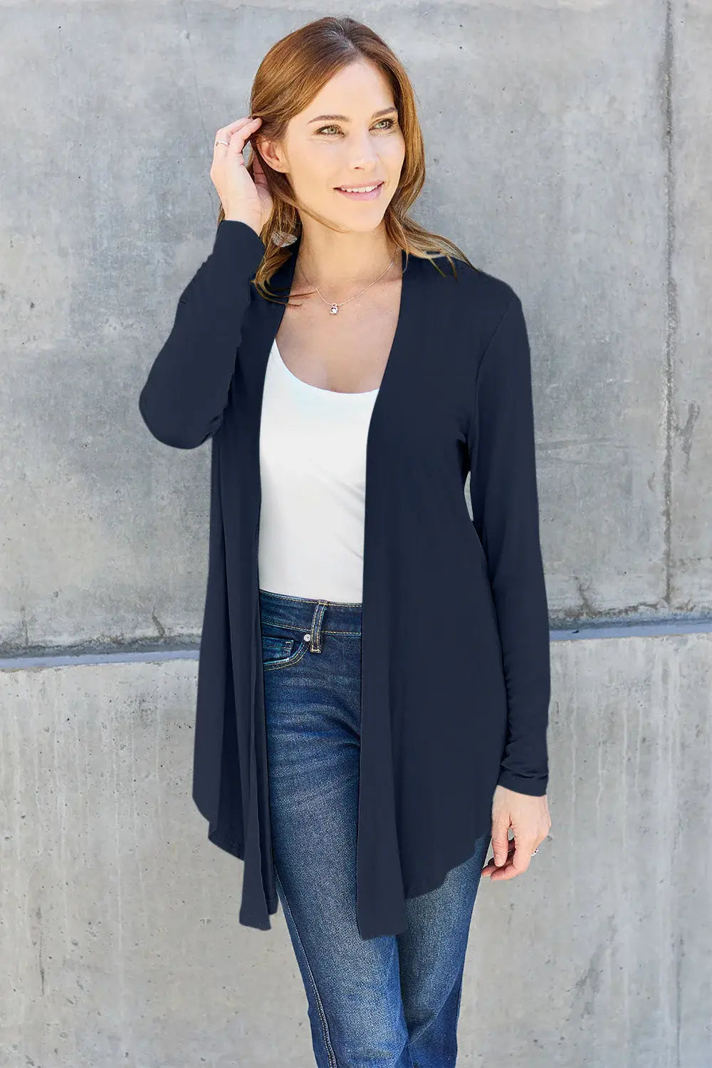 Basic Bae Full Size Open Front Long Sleeve Cardigan - ShopBasicbae - Flyclothing LLC