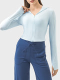 Zip Up Hooded Long Sleeve Active Outerwear - Flyclothing LLC
