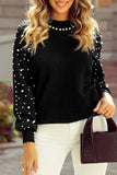 Pearl Detail Mock Neck Long Sleeve Sweater - Trendsi - Flyclothing LLC