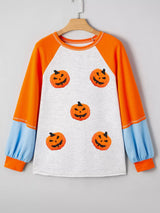 Halloween Pumpkin Print Long Sleeve T-Shirt - Trendsi - Flyclothing LLC