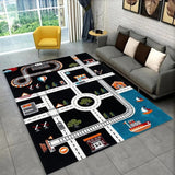 Fun Racing Track Flannel Floor Mat Non-Slip Home Decor Rug For Kids Rooms And Play Areas