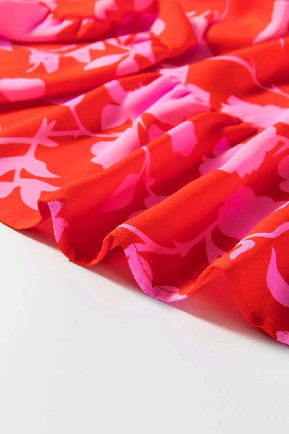 Floral Puff Sleeve Sweetheart Neck Ruffled Mini Dress - Trendsi - Flyclothing LLC