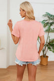 Ruched Round Neck Short Sleeve T-Shirt - Trendsi