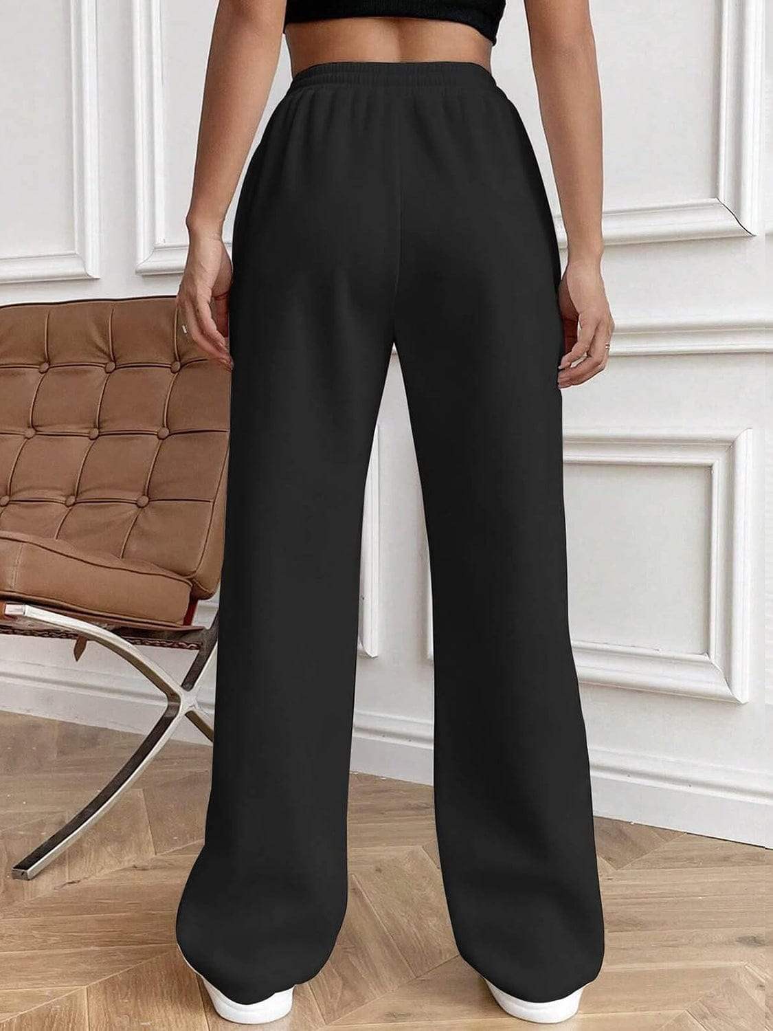 Drawstring Elastic Waist Pants with Pockets - Trendsi - Flyclothing LLC