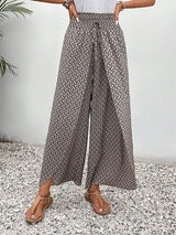 Tied Printed Wide Leg Pants - Trendsi - Flyclothing LLC