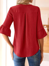 Ruffled Flounce Sleeve Blouse - Trendsi - Flyclothing LLC