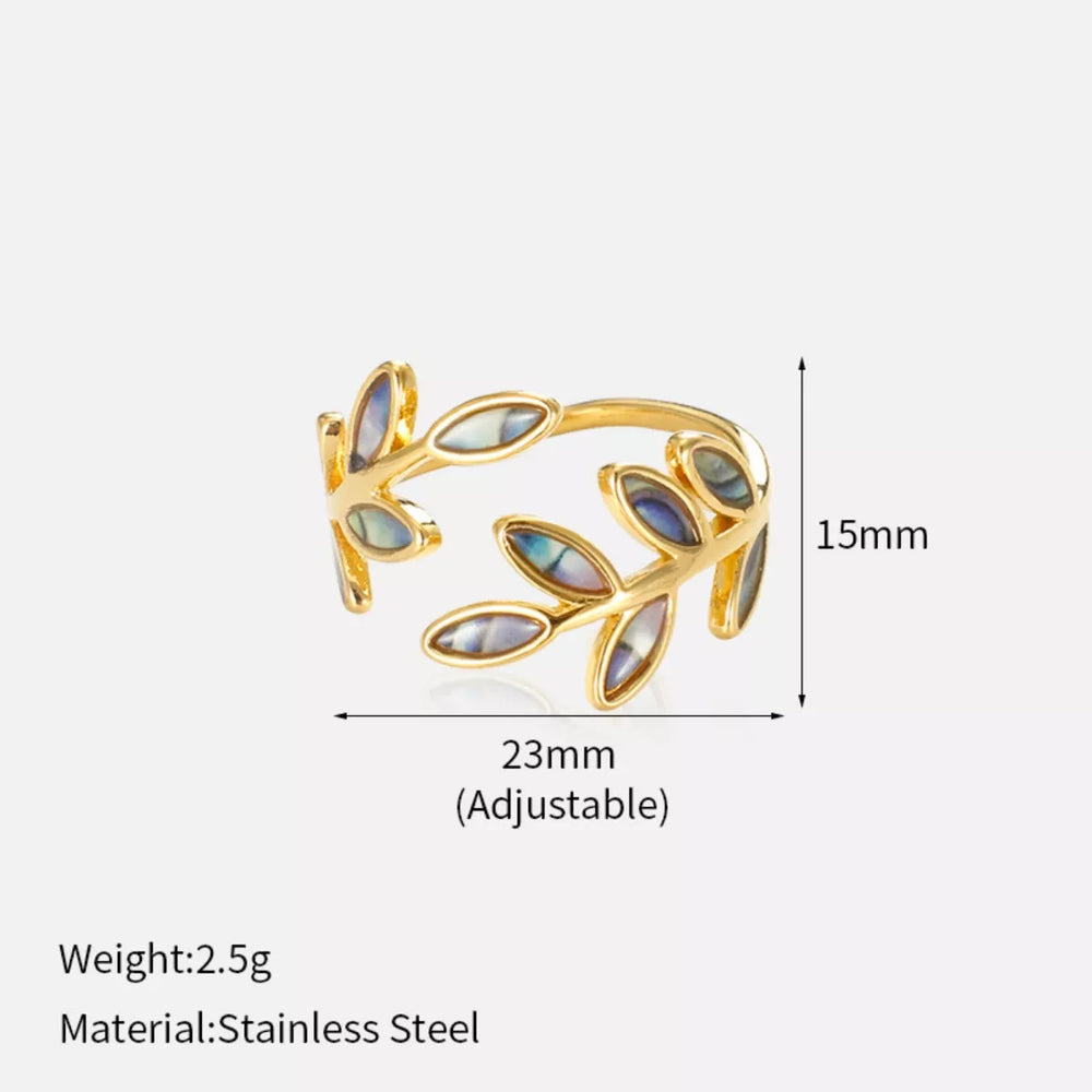18K Gold-Plated Resin Leaf Bypass Ring - Trendsi - Flyclothing LLC